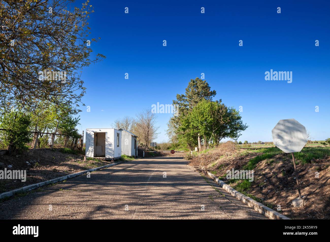 Picture of the abandoned border crossing of Berkasovo, in Serbia, connected to bapska, Croatia. it was a border crossing on the serbo-croatian boder, Stock Photo