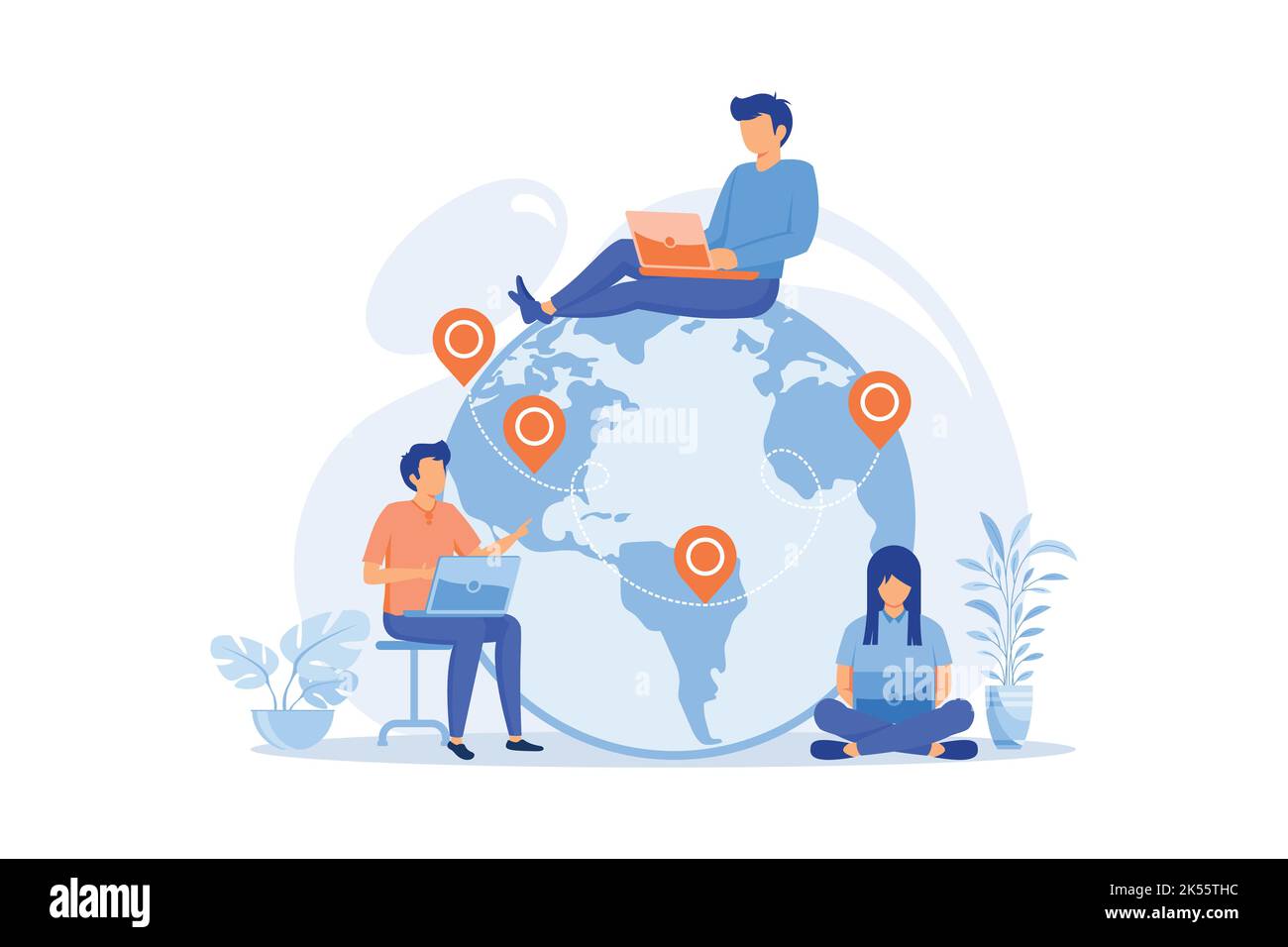 Outsourcing Business process outsourcing, outplacement, offshore software development, freelance job, recruitment company, agreement flat design moder Stock Vector