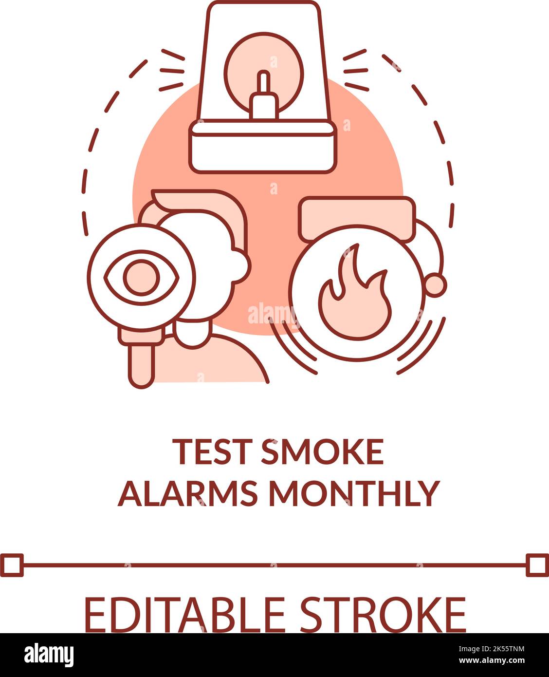 Test smoke alarms monthly terracotta concept icon Stock Vector Image ...