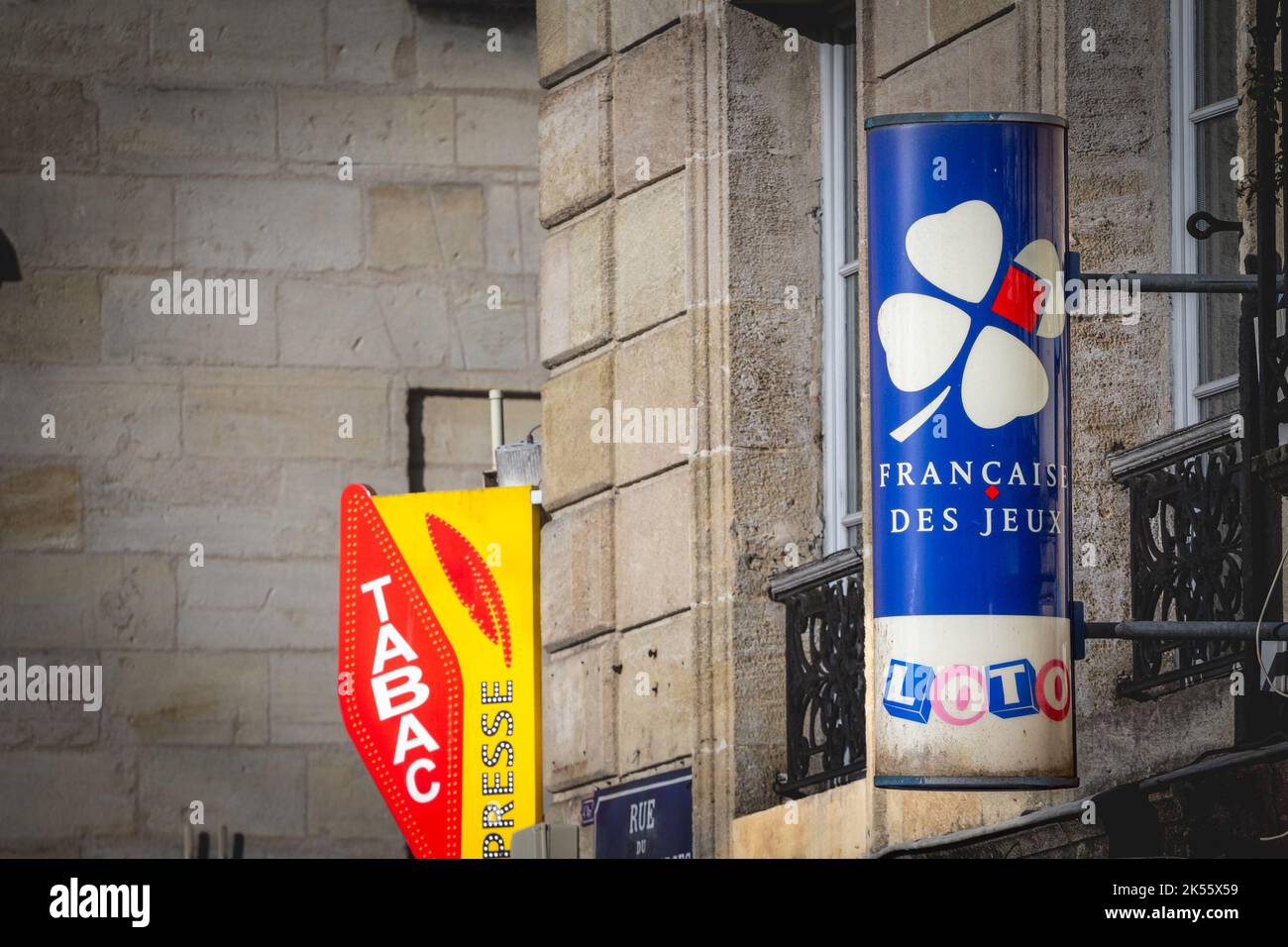 Picture of a sign with the logo of la Francaise des Jeux taken on their ...