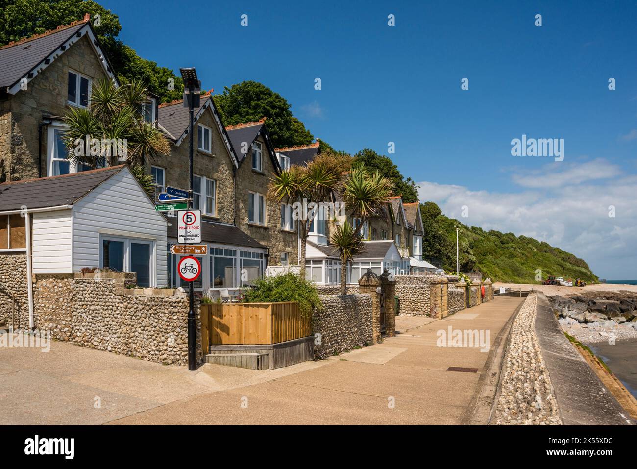 Beachfront houses, Bonchurch, Isle of Wight, UK Stock Photo