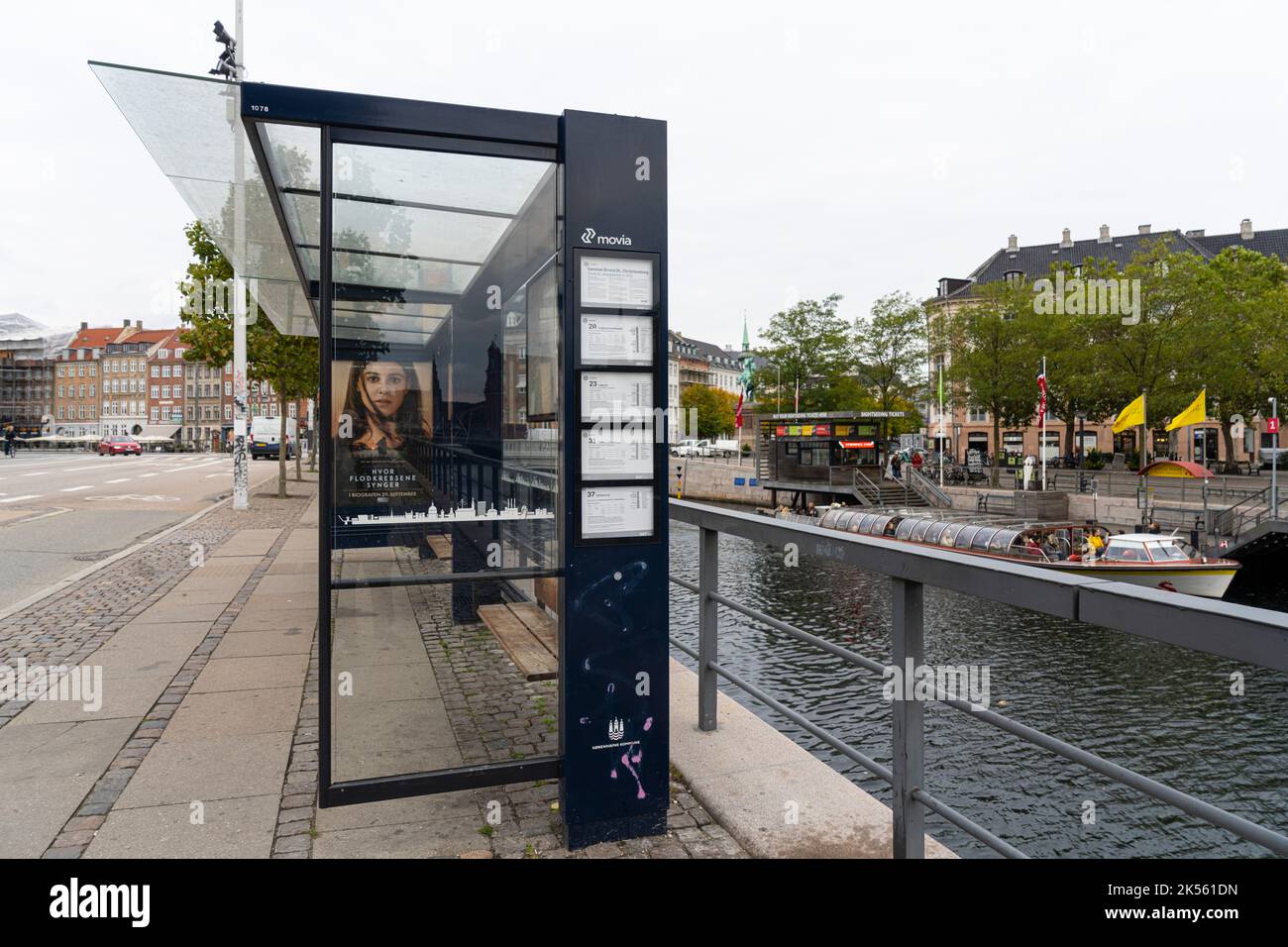 Copenhagen, Denmark. October 2022. Bus stop in a street of the city center Stock Photo