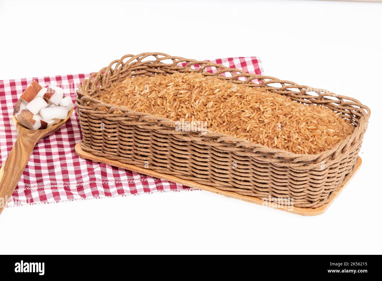 Raw Rice - Rice Ready To Prepare Coconut Rice Stock Photo