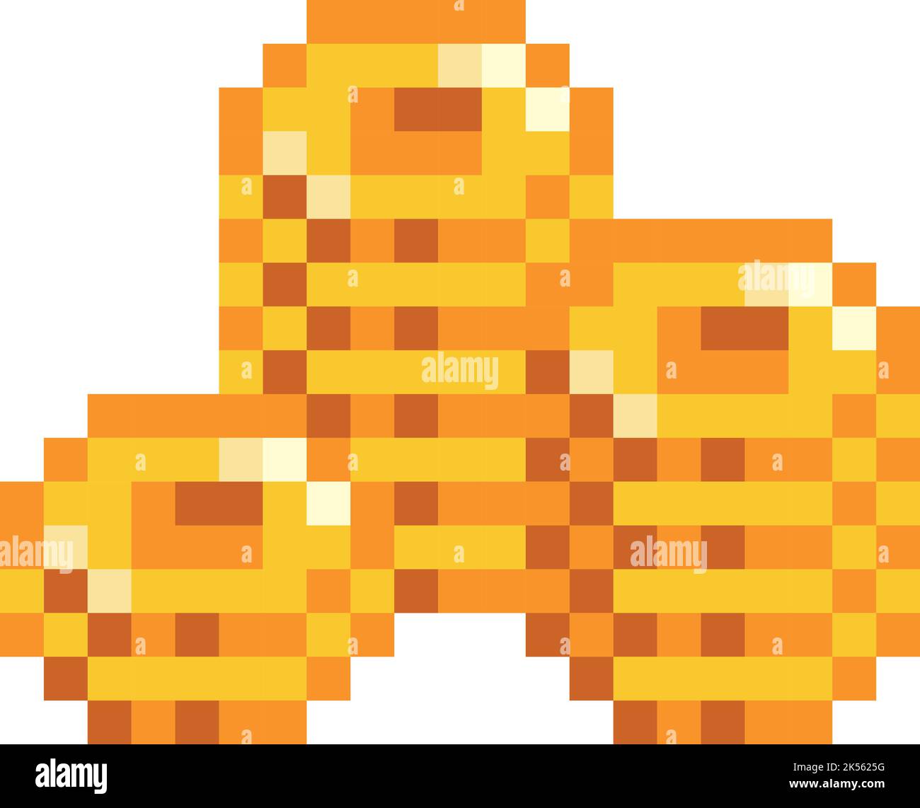 Pixel art golden coin retro video game. Vector illustration Stock