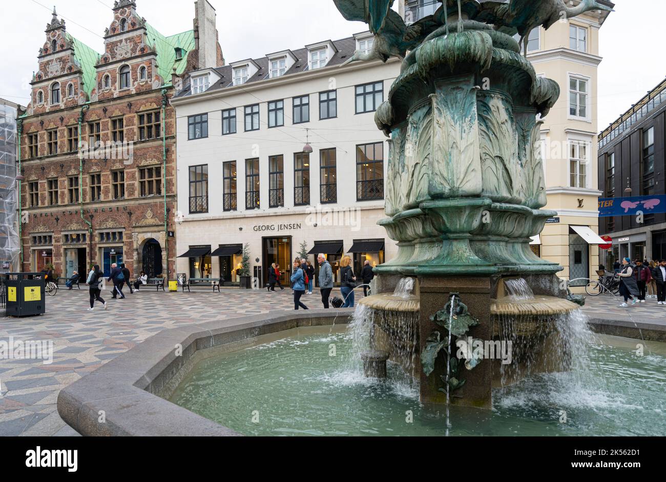 Copenhagen, Denmark. October 2022. the Fountain of the storks in Amagertorv square in the city center Stock Photo