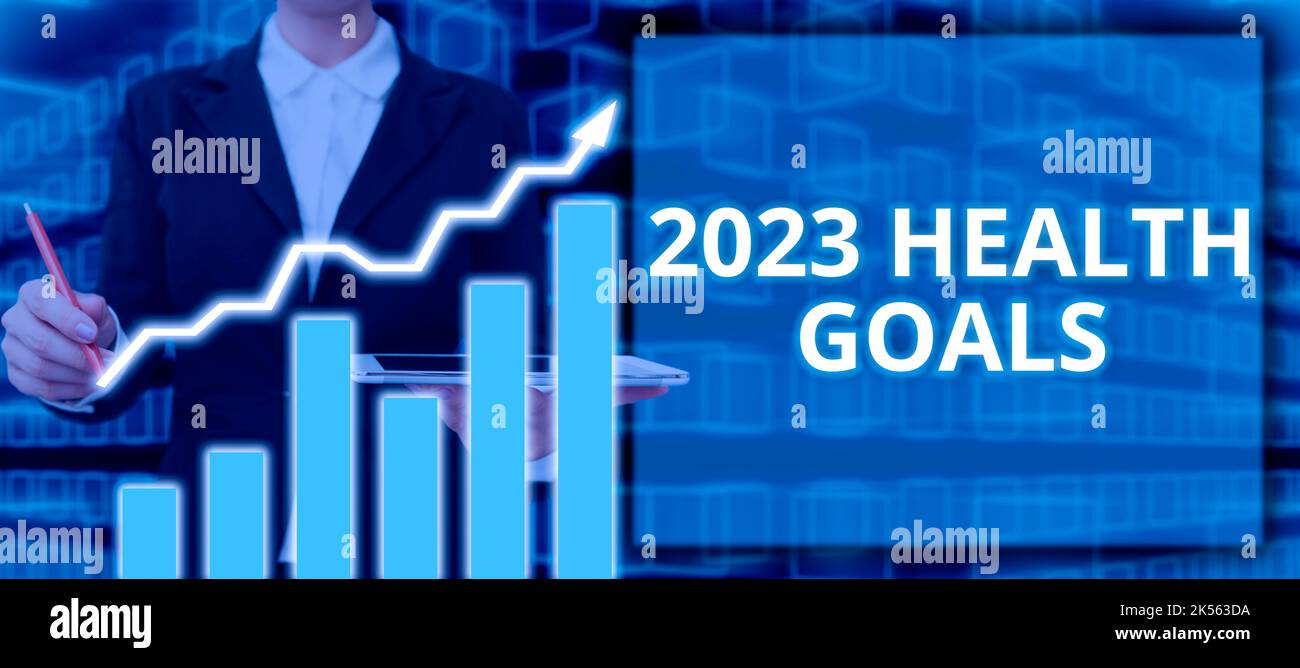 Text showing inspiration 2023 Health Goals, Word Written on celebration