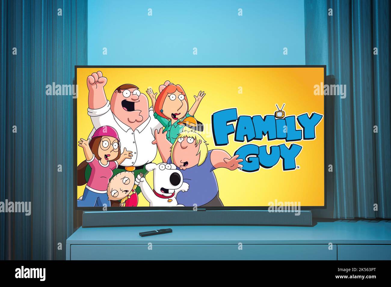 Kaunas, Lithuania - 6 October 2022: Comedy animated Popular TV show Family Guy Stock Photo