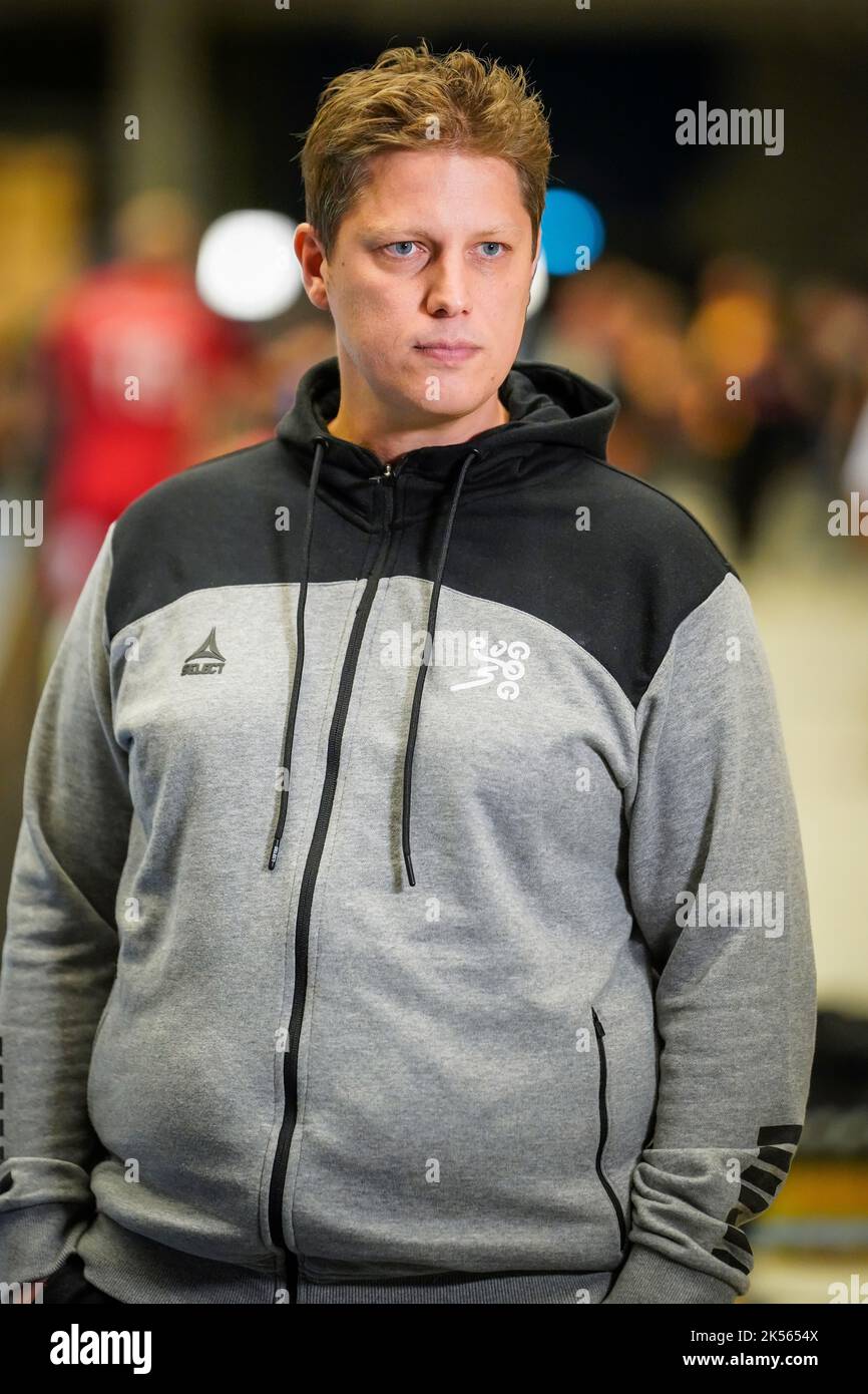 Odense, Denmark. 05th Oct, 2022. Head coach Nicolej Krickau of GOG seen