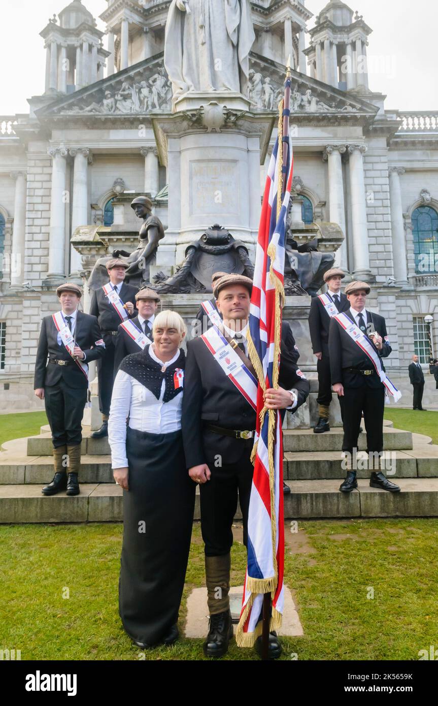 Belfast 29/09/2012 - People dressed as Ulster Volunteers at the Ulster Covenant Centenary Parade outside Belfast City Hall. Stock Photo
