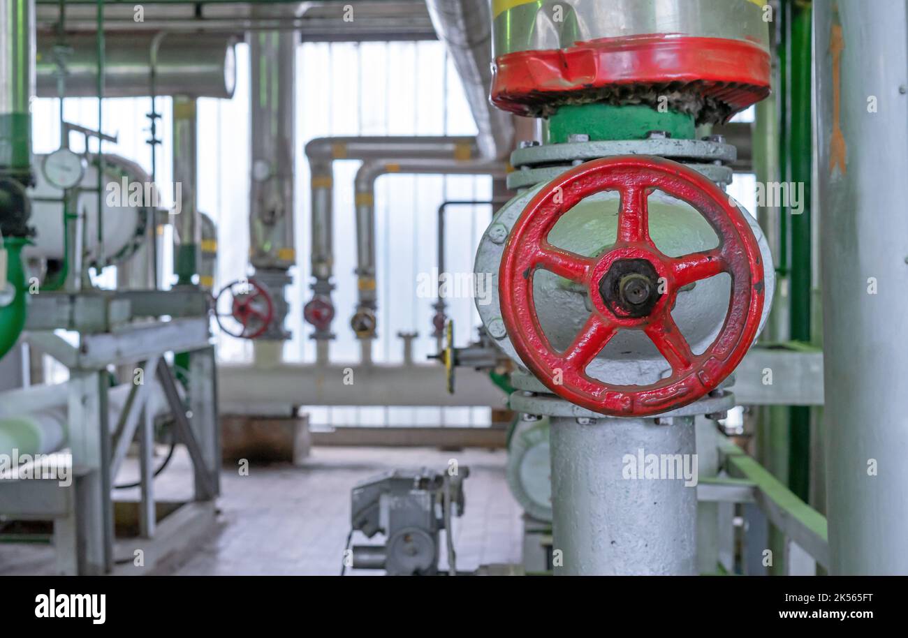 Shutoff valves in the water supply system at the gas boiler room