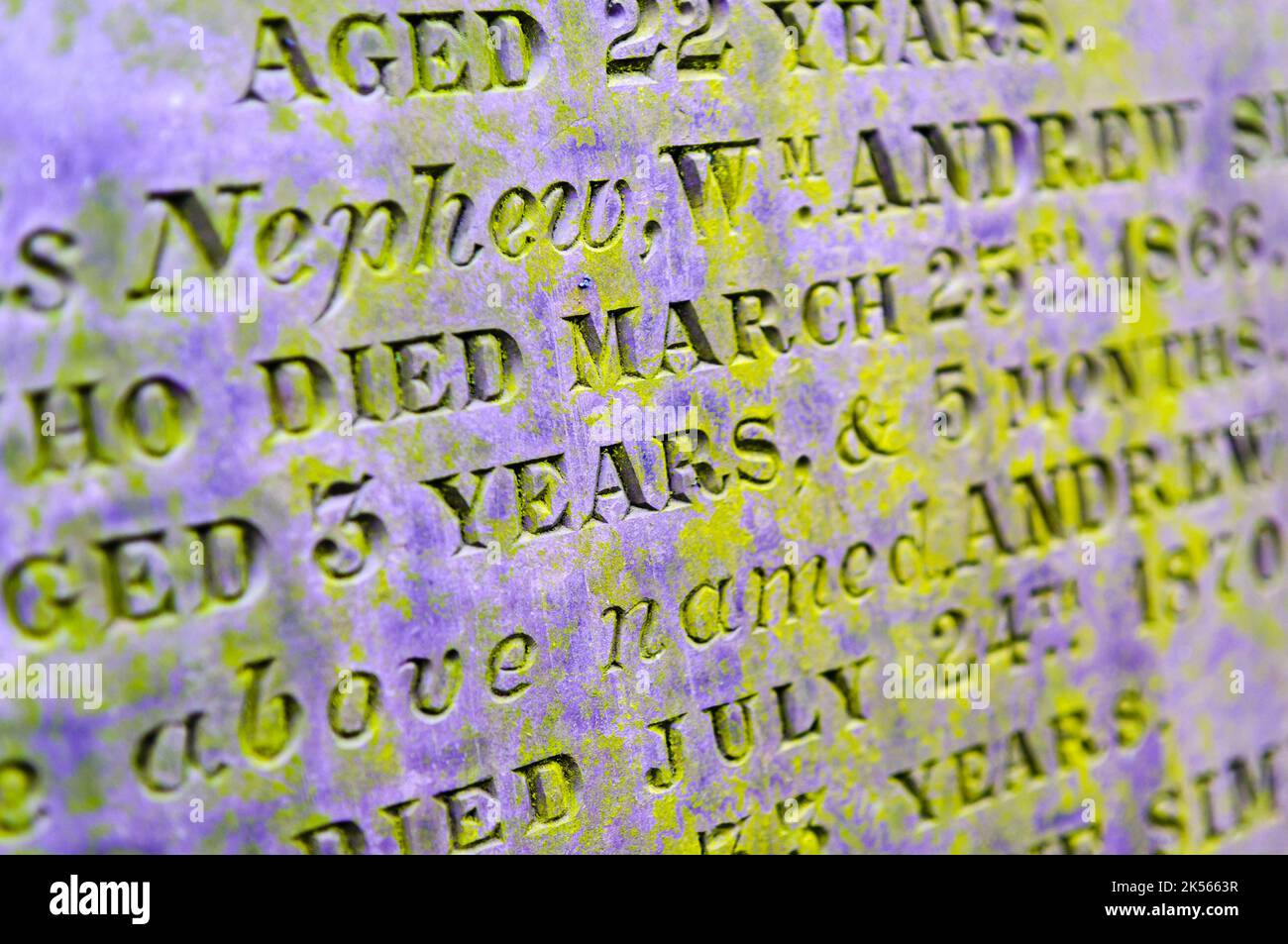 Inscription on a Victorian gravestone for a child who died in 1866 aged ...