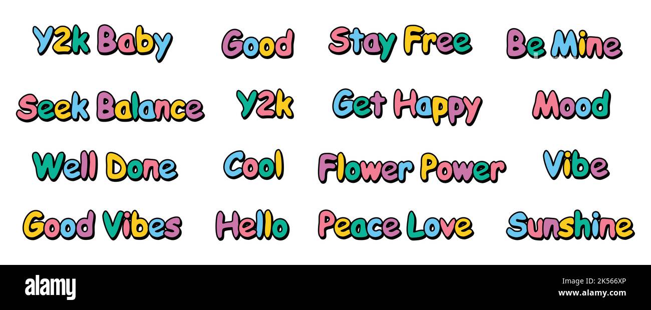 Set of hipster retro cool slogans and phrases. A collection of groovy