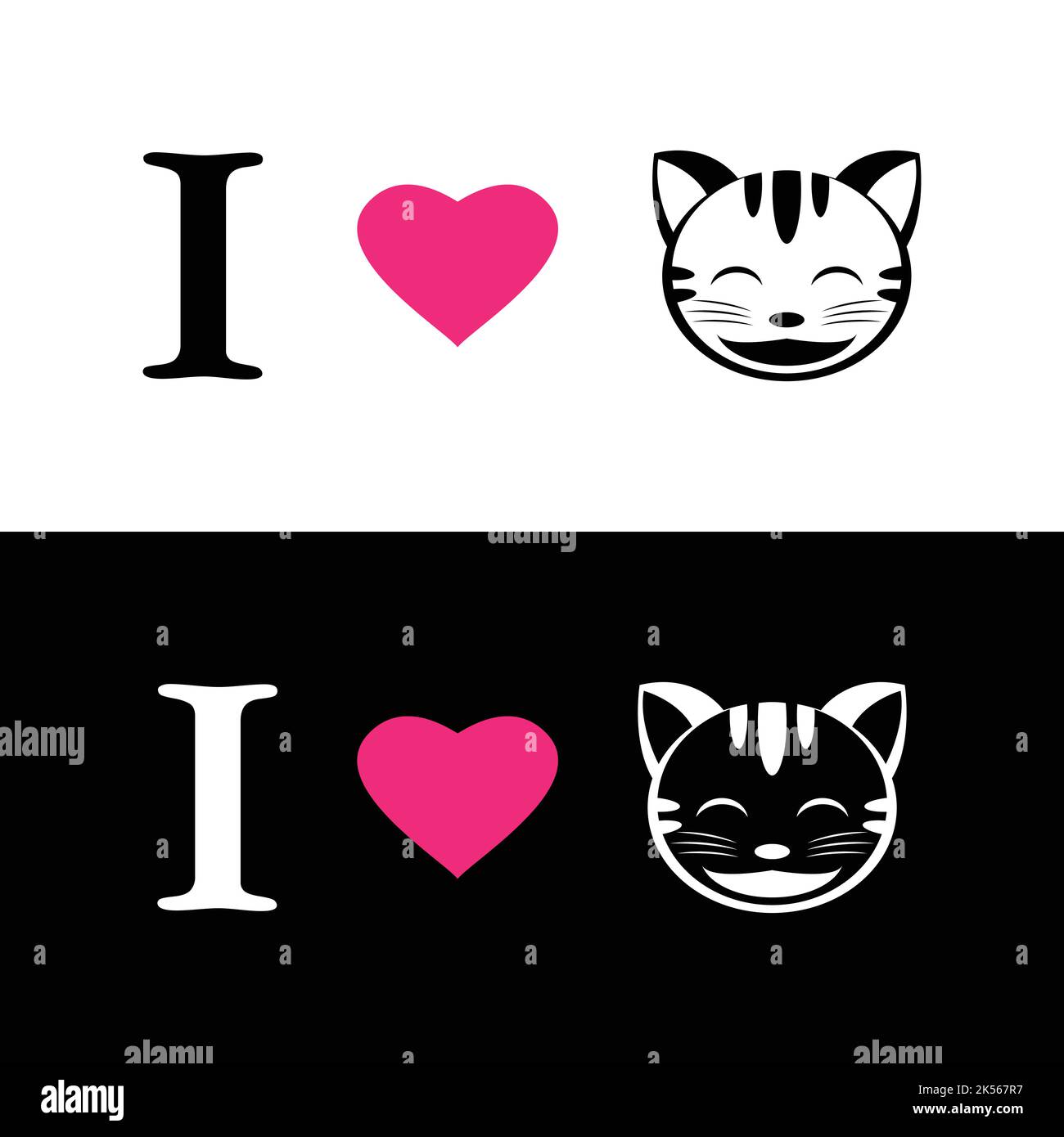 Cat love cute smile hug lover logo icon Royalty Free Vector