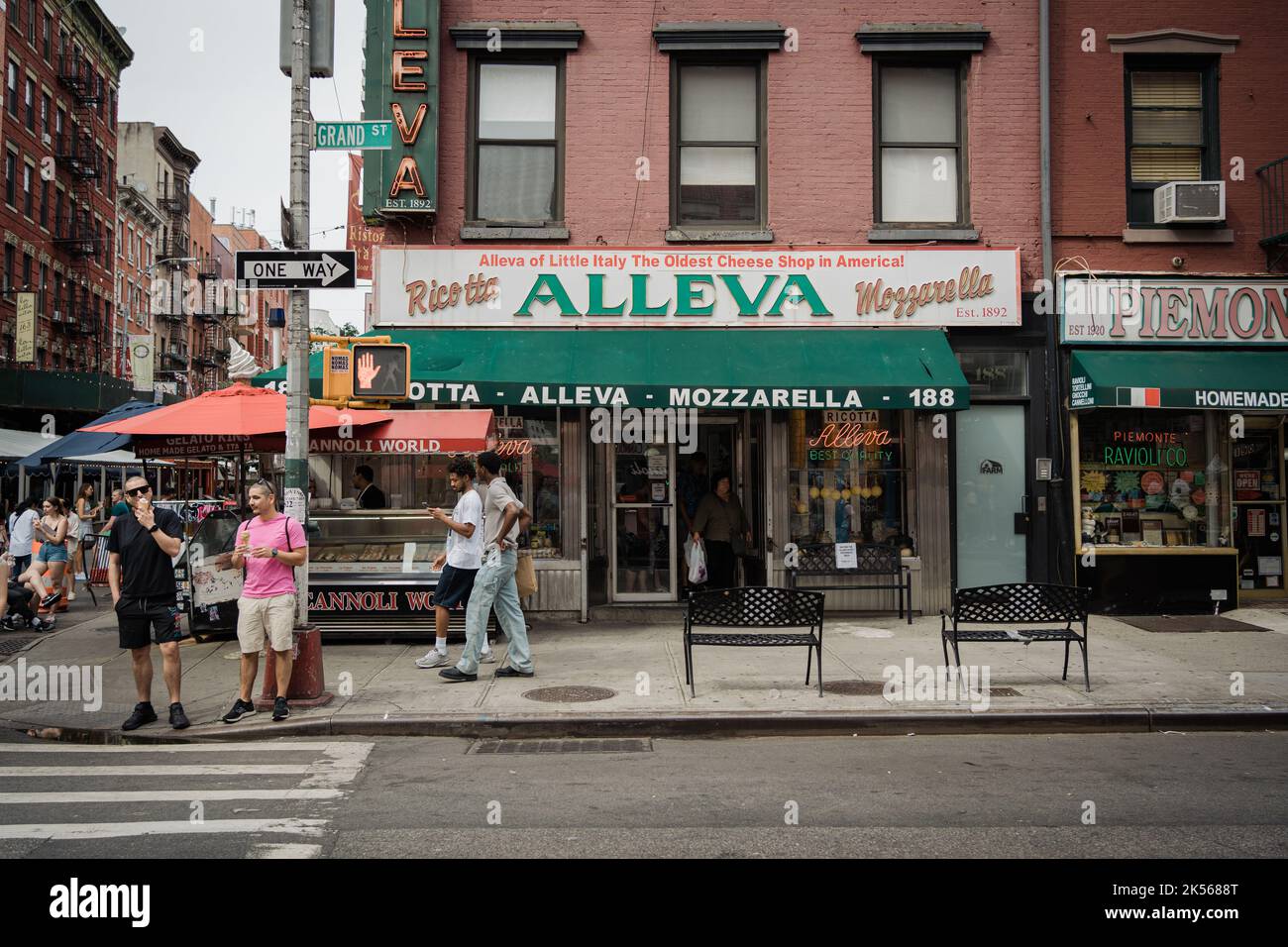 Alleva Dairy vintage sign, in Little Italy, Manhattan, New York Stock Photo