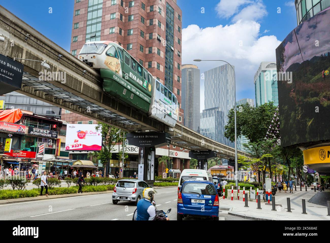 KL Monorail Serving Central Kuala Lumpur, Malaysia. Stock Photo