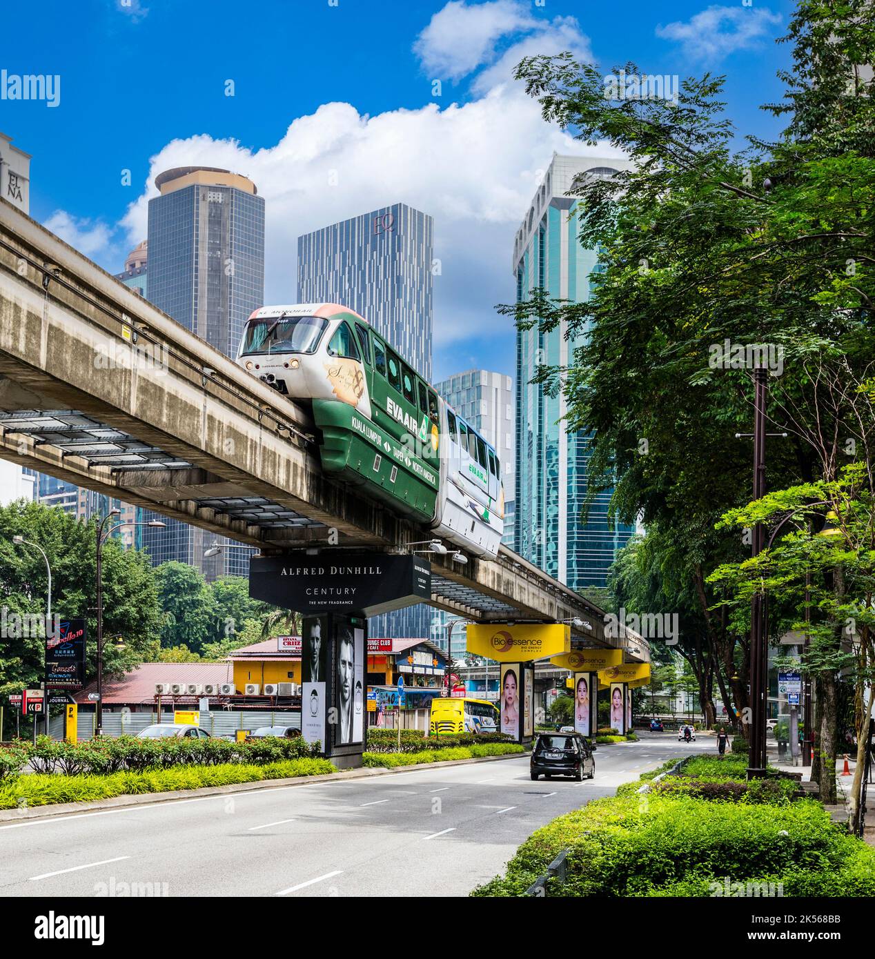 KL Monorail Serving Central Kuala Lumpur, Malaysia. Stock Photo