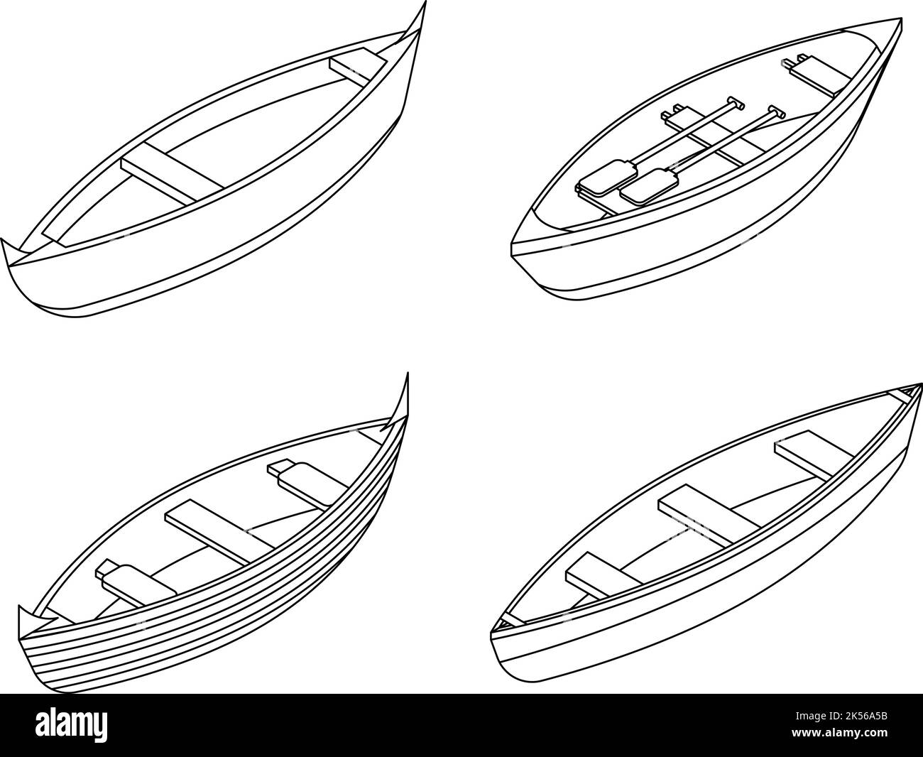 Canoeing icons set. Isometric set of canoeing vector icons outline
