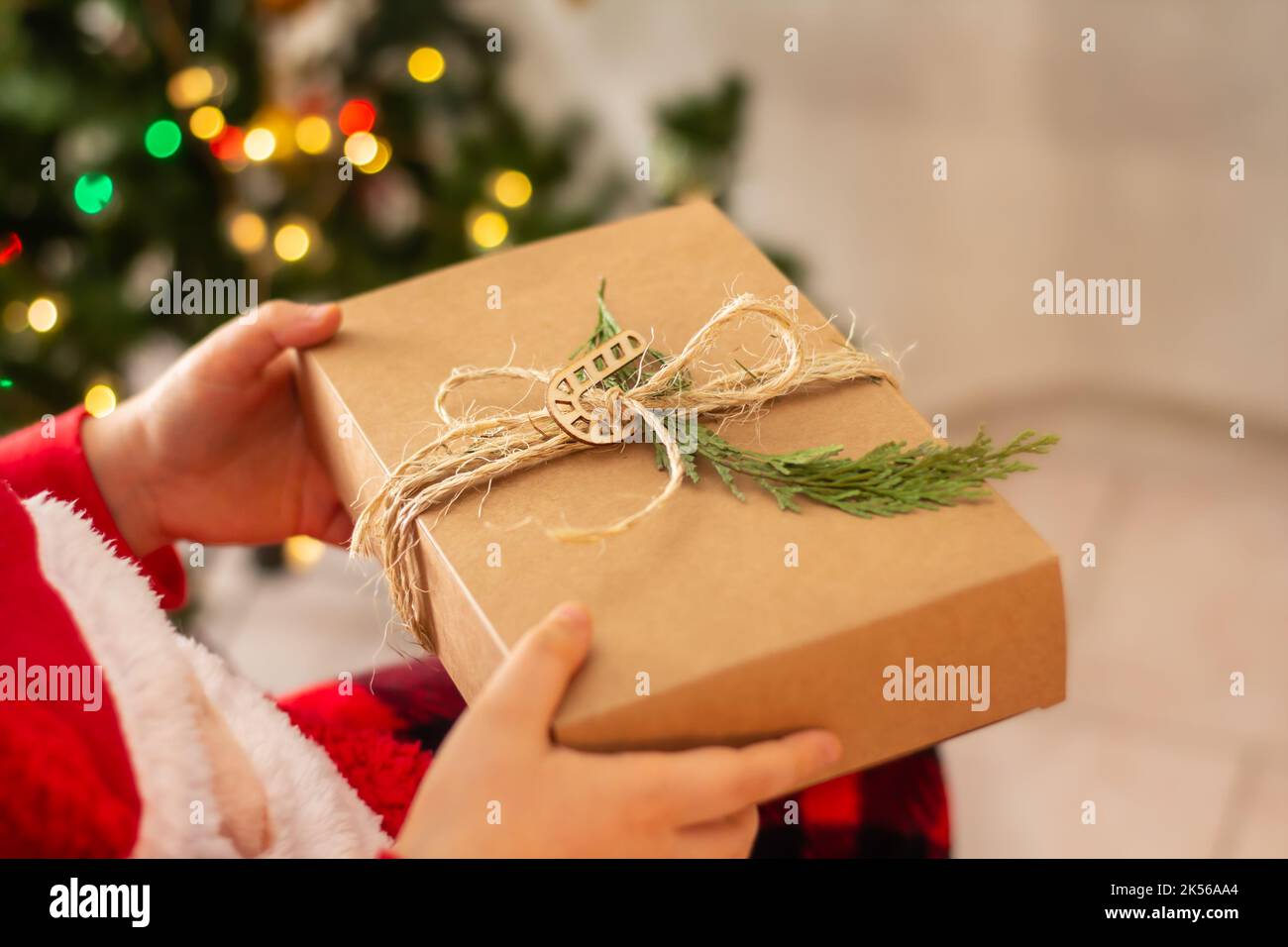 Christmas ecofriendly gift wrapping concept, zero waste