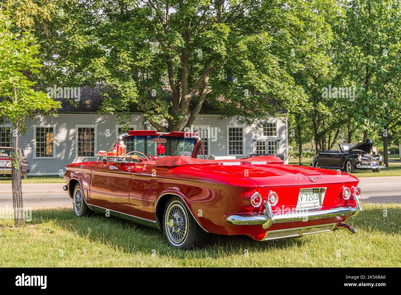 DEARBORN, MI/USA - JUNE 17, 2017: A 1964 Chevrolet Corvair Spyder car at The Henry Ford (THF) Motor Muster car show, Greenfield Village, near Detroit, Stock Photo