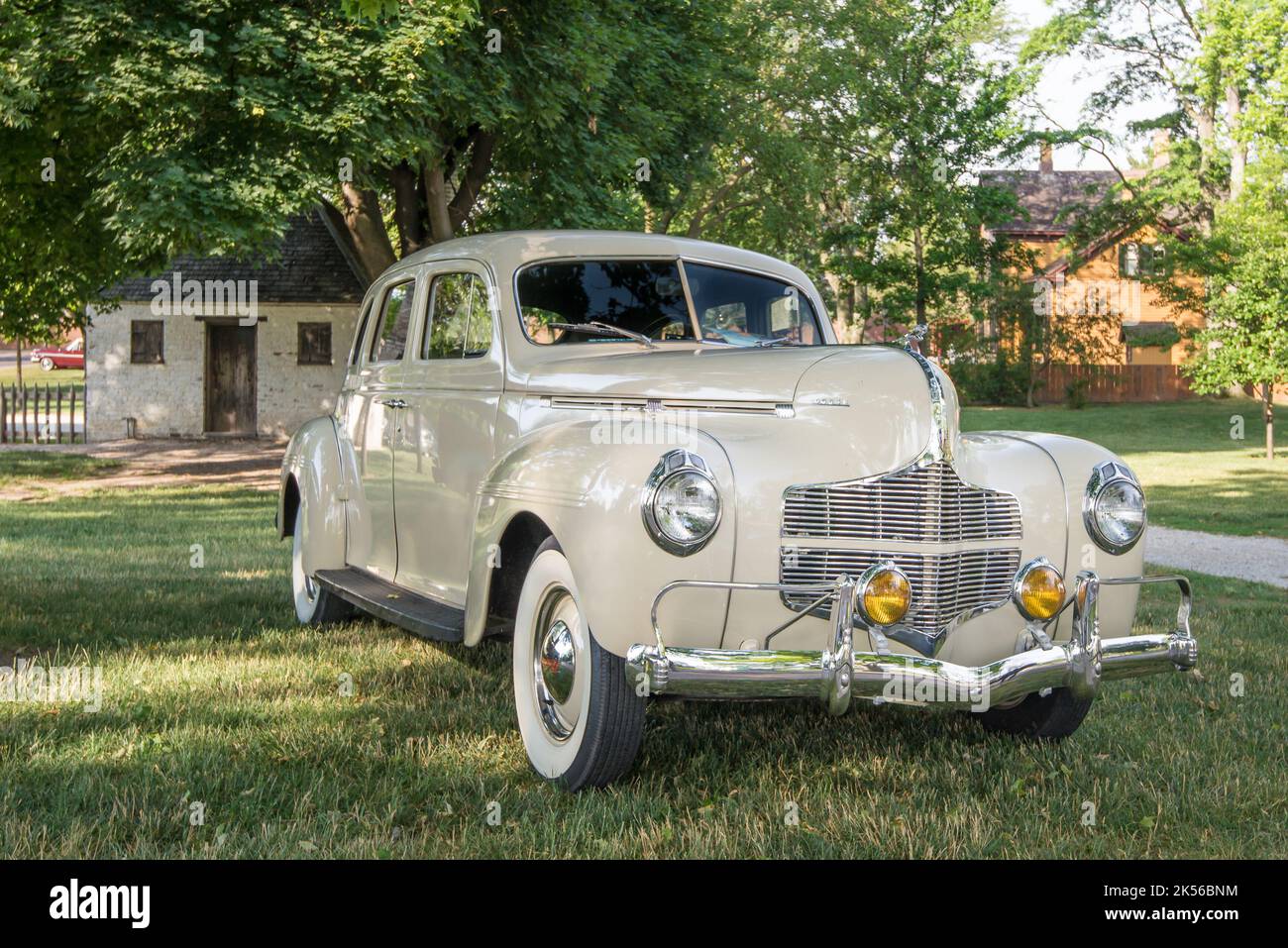 DEARBORN, MI/USA - JUNE 17, 2017: A 1940 Dodge Luxury Liner Deluxe car at The Henry Ford (THF) Motor Muster car show, Greenfield Village, near Detroit. Stock Photo