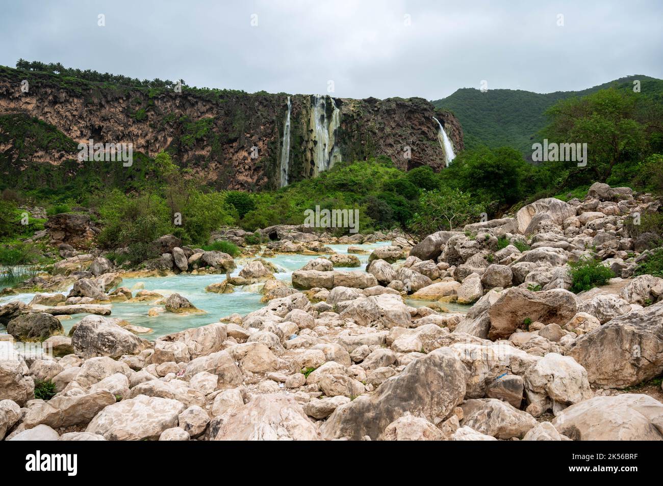 Wadi Dharbat close to Salah, Oman becomes inundated during the rainy season of khareef (autumn) Stock Photo