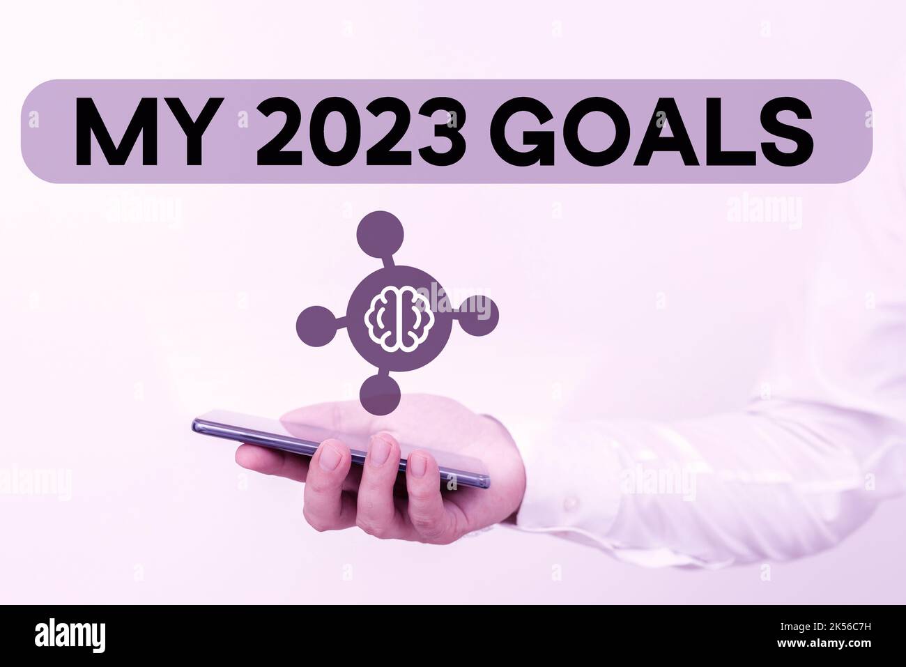 Hand writing sign My 2023 Goals, Word Written on setting up personal