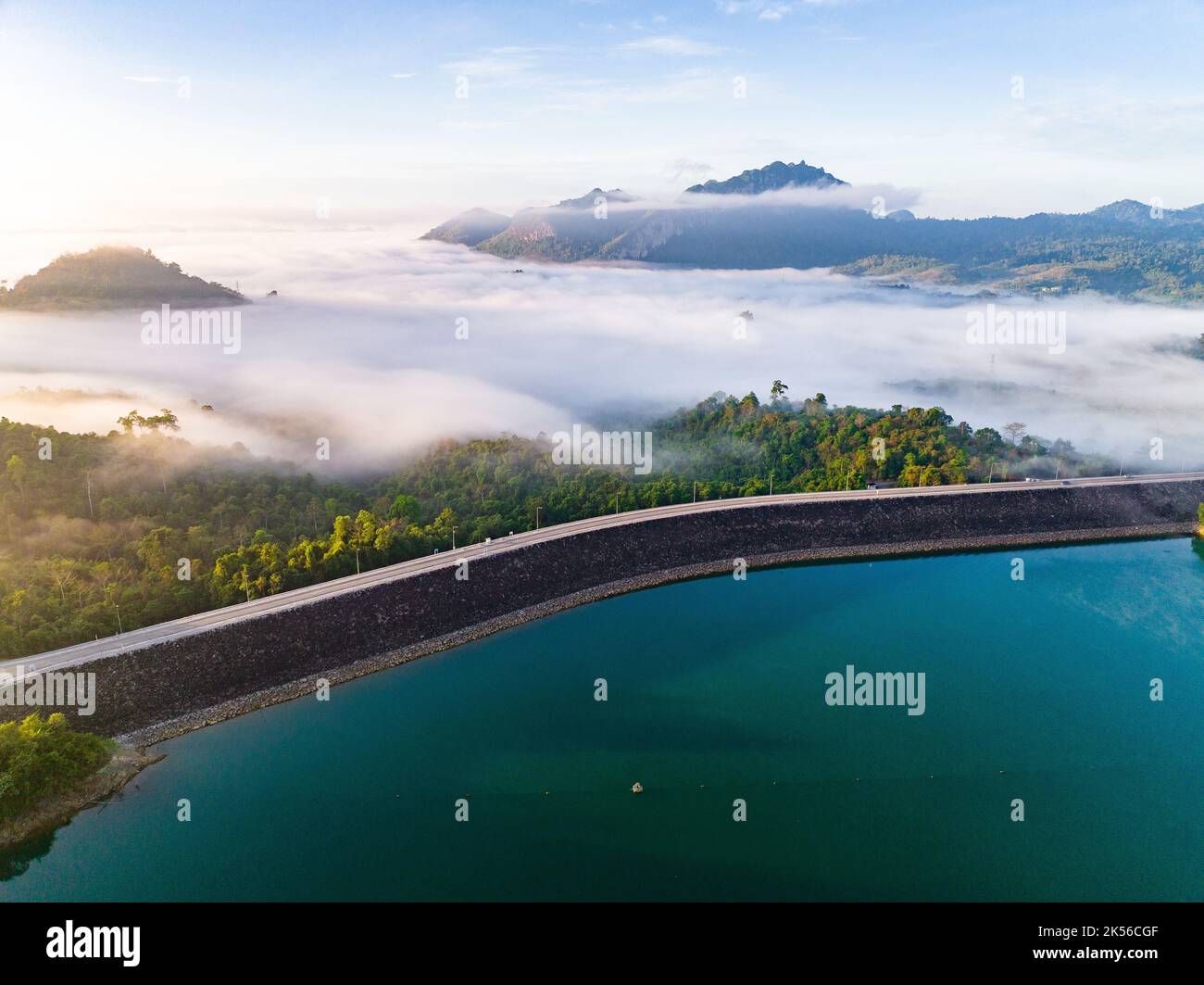 Sunrise sea of fog above Khao Sok national park, Surat Thani, Thailand Stock Photo