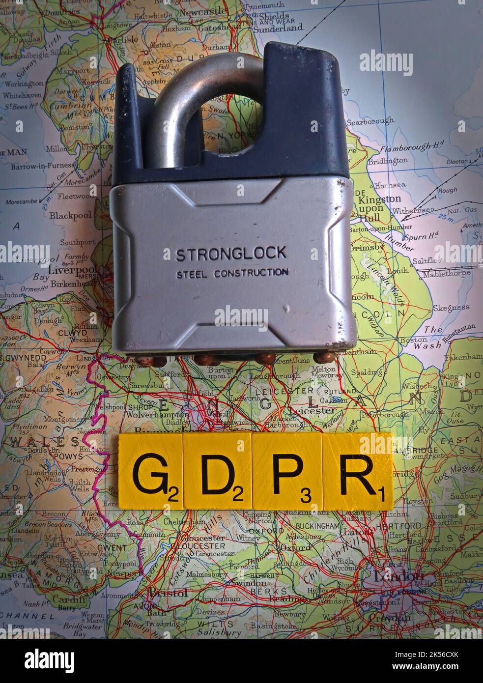 GDPR- UK data and personal protection laws, for England, Scotland, Wales & NI. Keeping our data secure Stock Photo