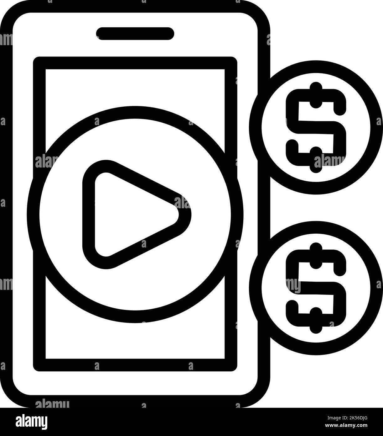 Smartphone data money icon outline vector. Video profit. Blog ad Stock Vector