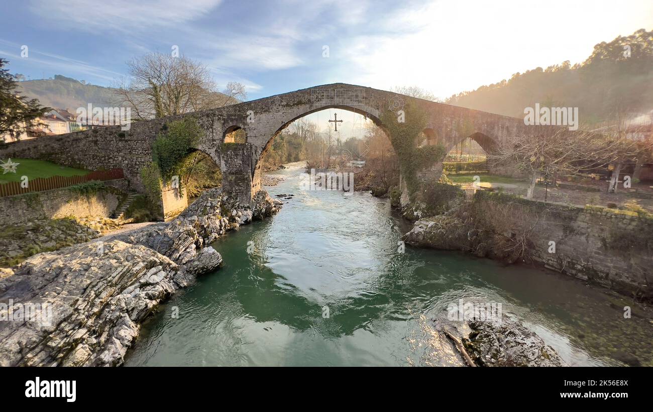 Roman bridge of Cangas de Onís over the river Sella Stock Photo Alamy