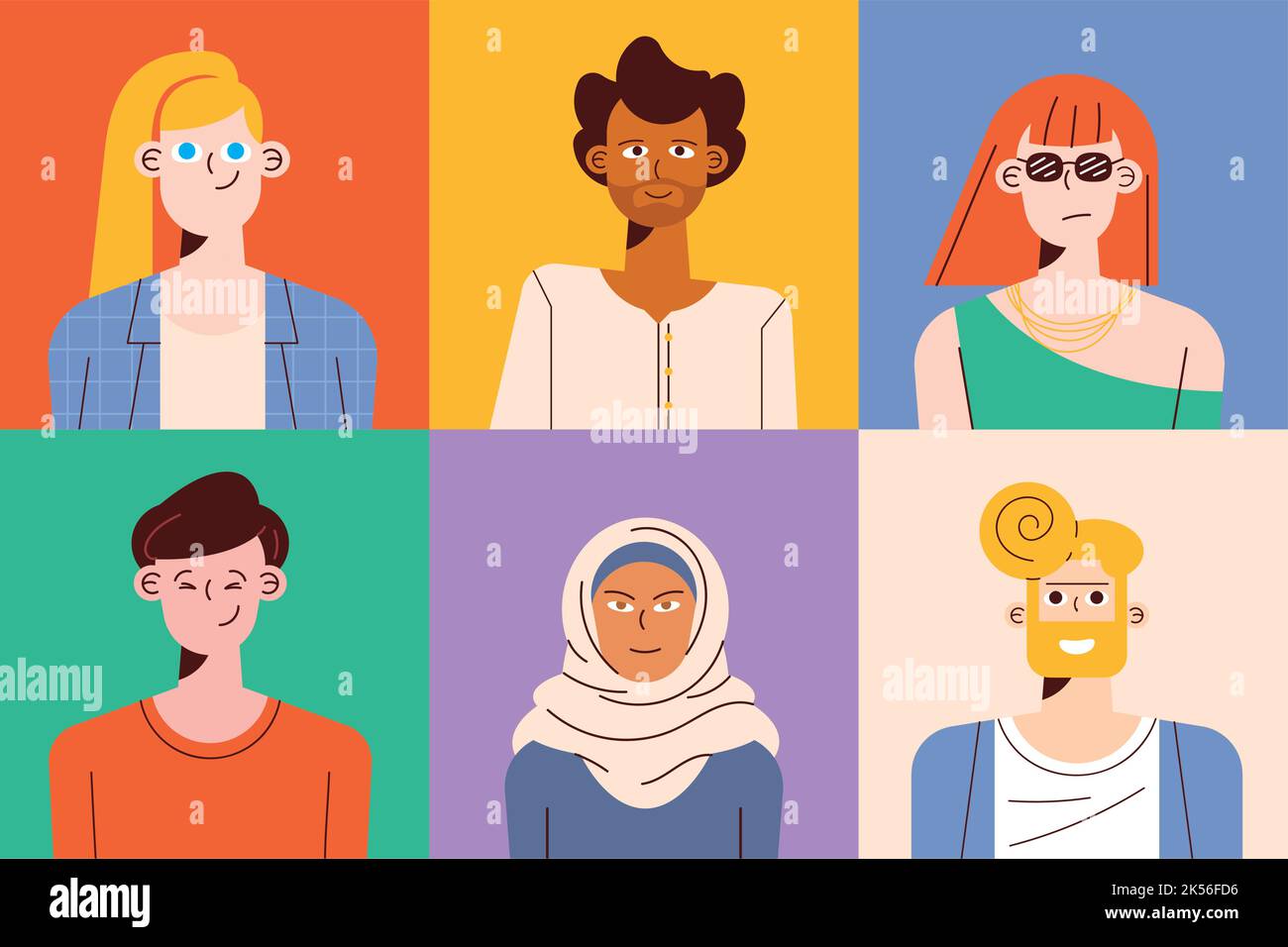 Six Diverse Portraits Persons Characters Stock Vector Image Art Alamy six-diverse-portraits-persons-characters-stock-vector-image-art-alamy