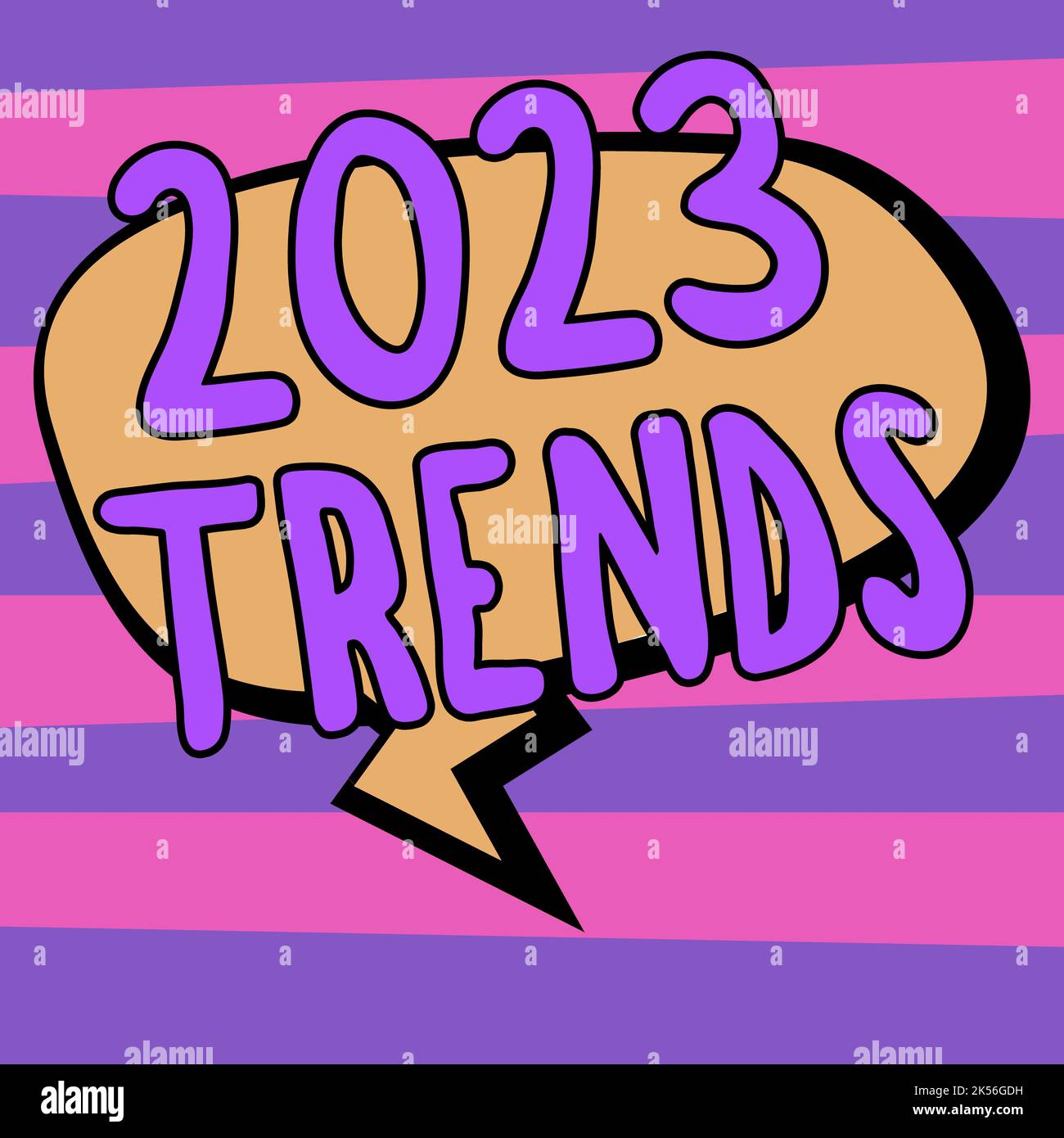 Text caption presenting 2023 Trends, Word for things that is famous for