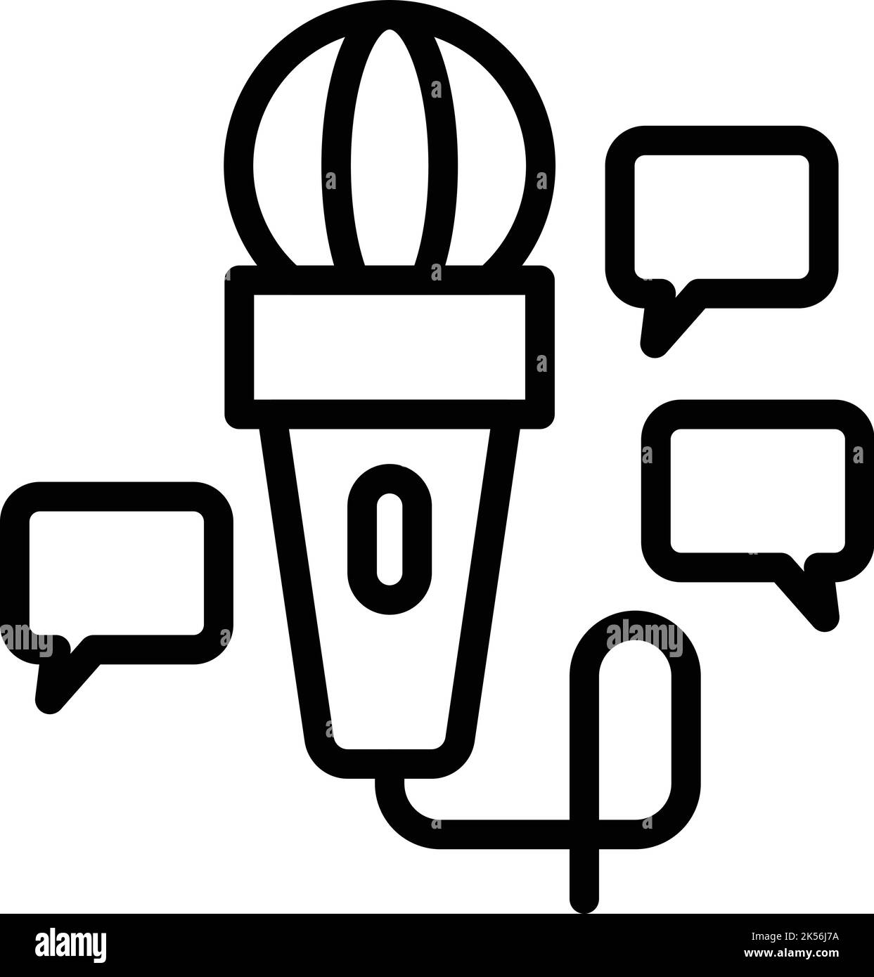 Microphone reporter interview icon outline vector. Tv news. Talk show ...
