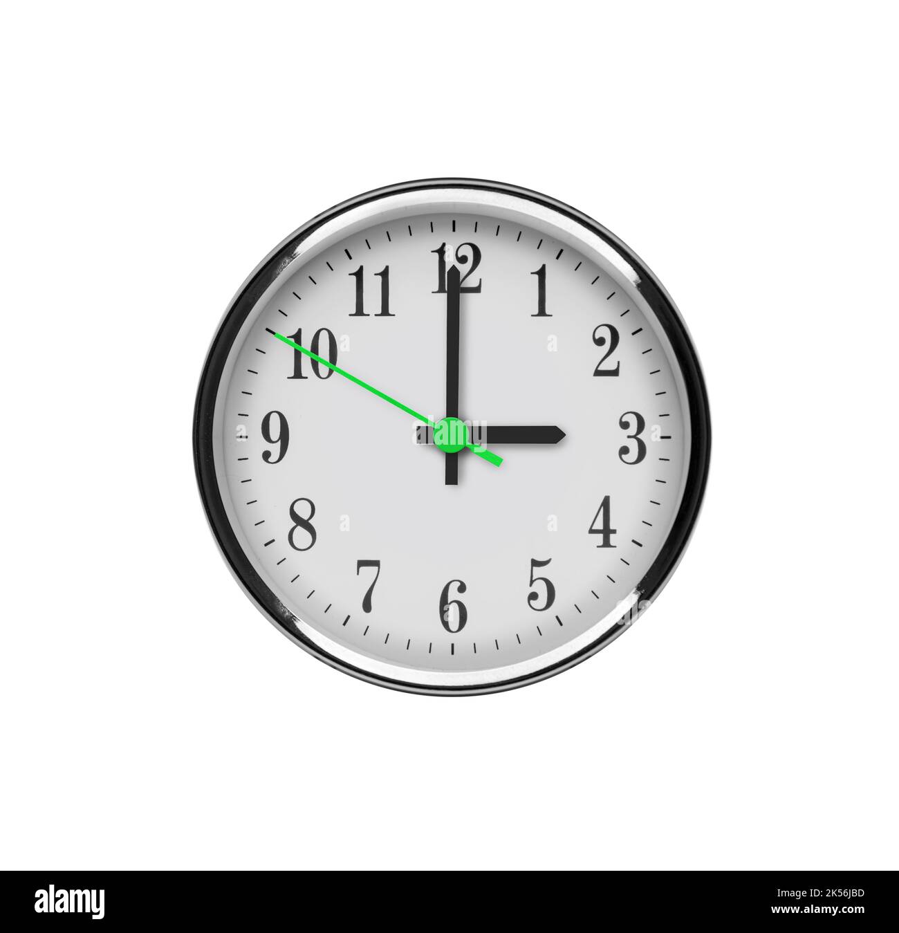 White wall clock isolated on white background. Stock Photo