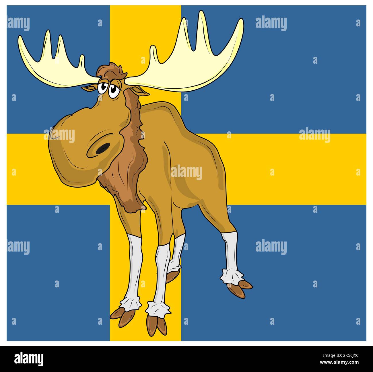 elk and Sweden flag Stock Photo