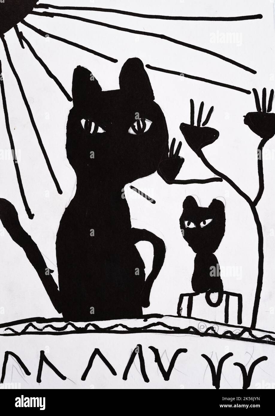 artistic work family cats kids inspiration pretty Stock Photo - Alamy