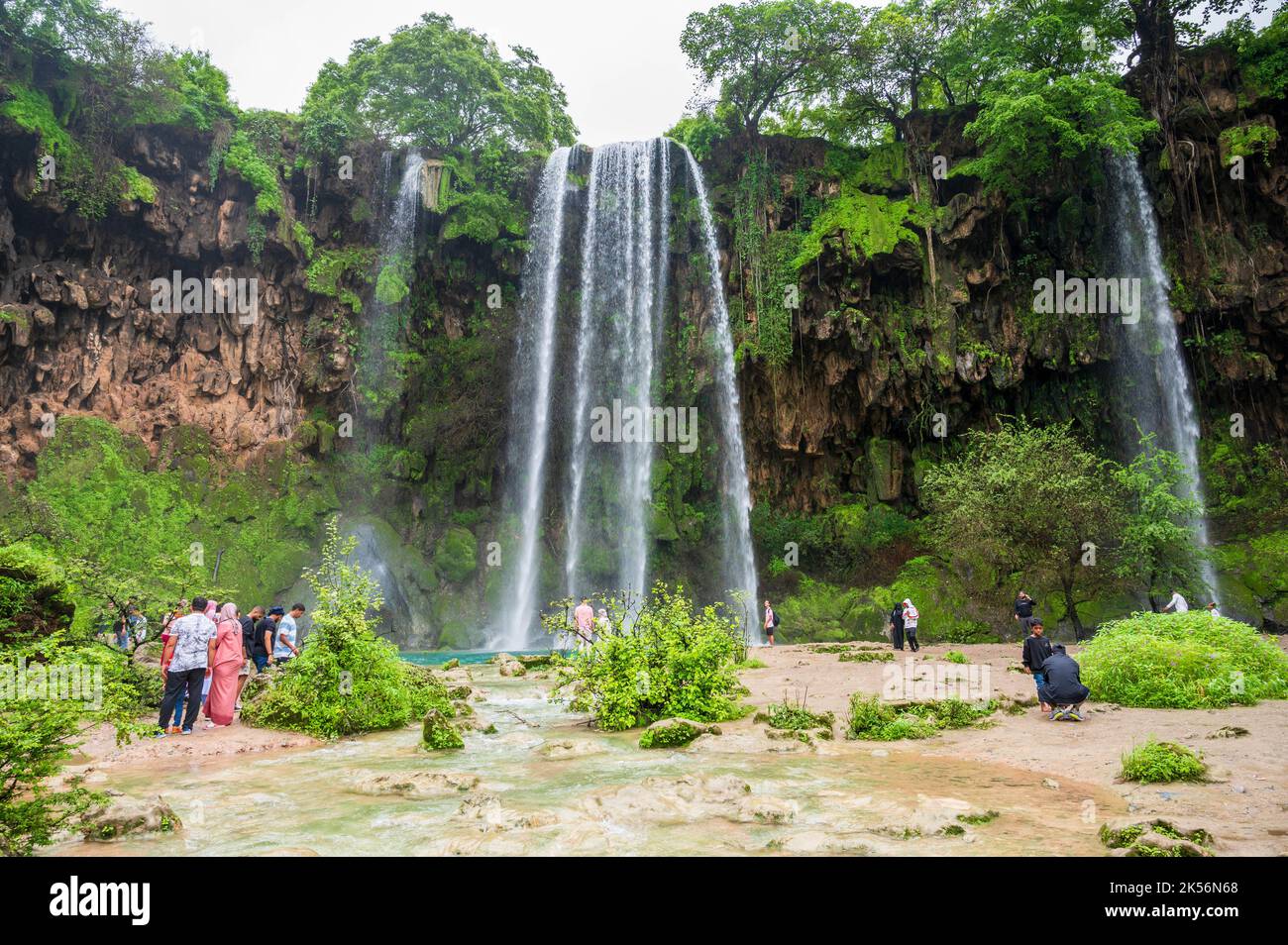 Ayn Aythum during the autumn rainy season or khareef. waterfall and natural pool close to Salalah, Oman Stock Photo