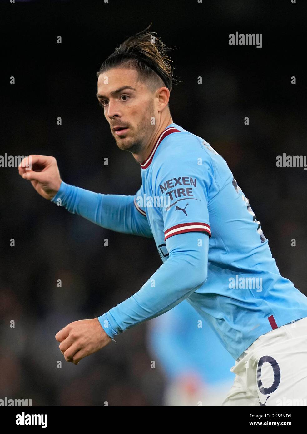 Manchester Stadium, Manchester, UK. 5th Oct, 2022. Jack Grealish (Manchester City) looks on during Manchester City and FC Copenhagen at City of Manchester Stadium, Manchester, England. Ulrik Pedersen/CSM/Alamy Live News Stock Photo