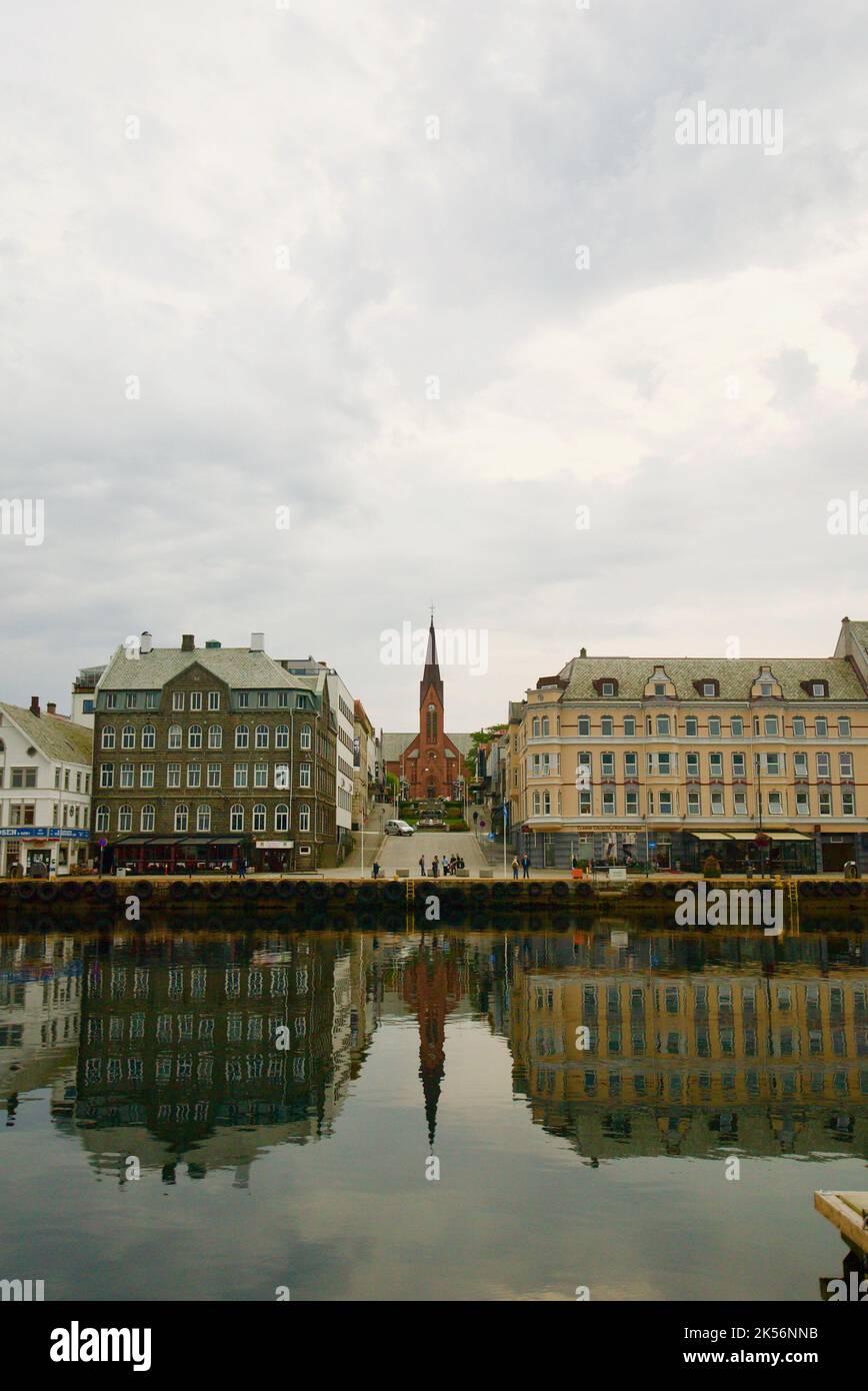 Haugesund, a municipality in Rogaland county, Norway. A view of Vår Frelsers Church. Stock Photo