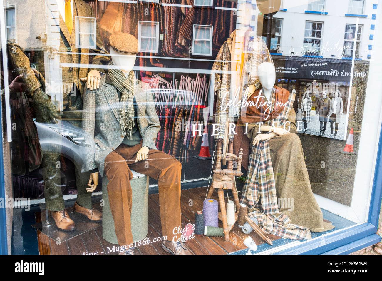 Shop window dressing at Magee or Magee's shop in Donegal Town, County Donegal, Ireland Stock Photo