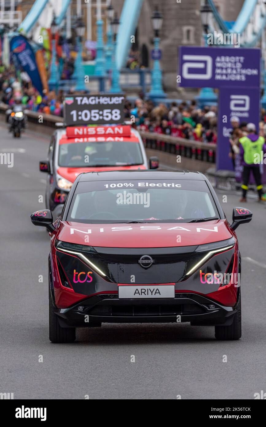 Nissan Ariya electric car at TCS London Marathon 2022 in Tower Hill