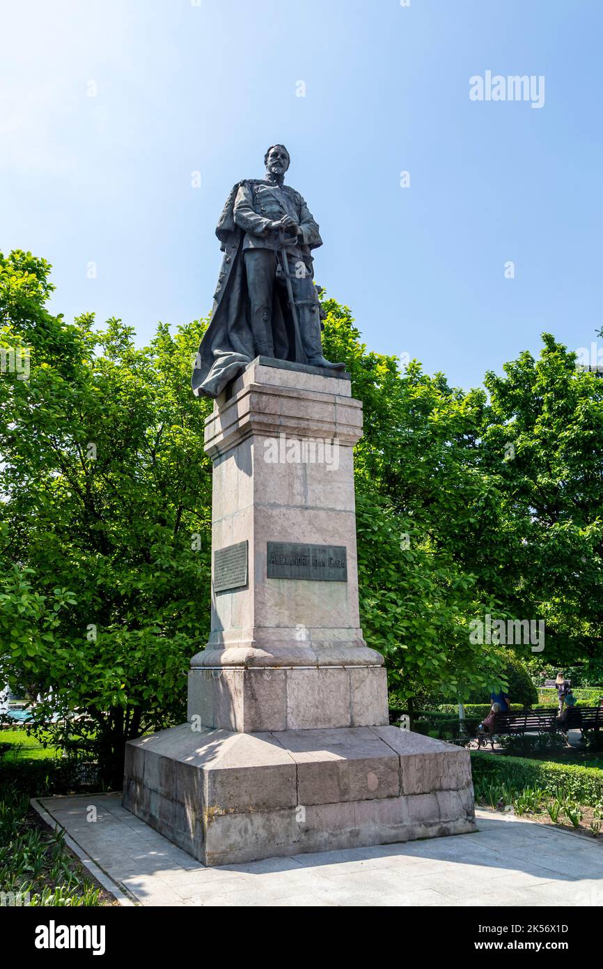 Craiova, Dolj, Romania – May 14, 2022: The statue of Alexandru Ioan Cuza in Craiova, Romania. Stock Photo