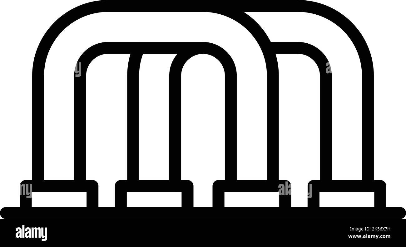 Metal bike bars icon outline vector. Parking area. Rack station Stock ...