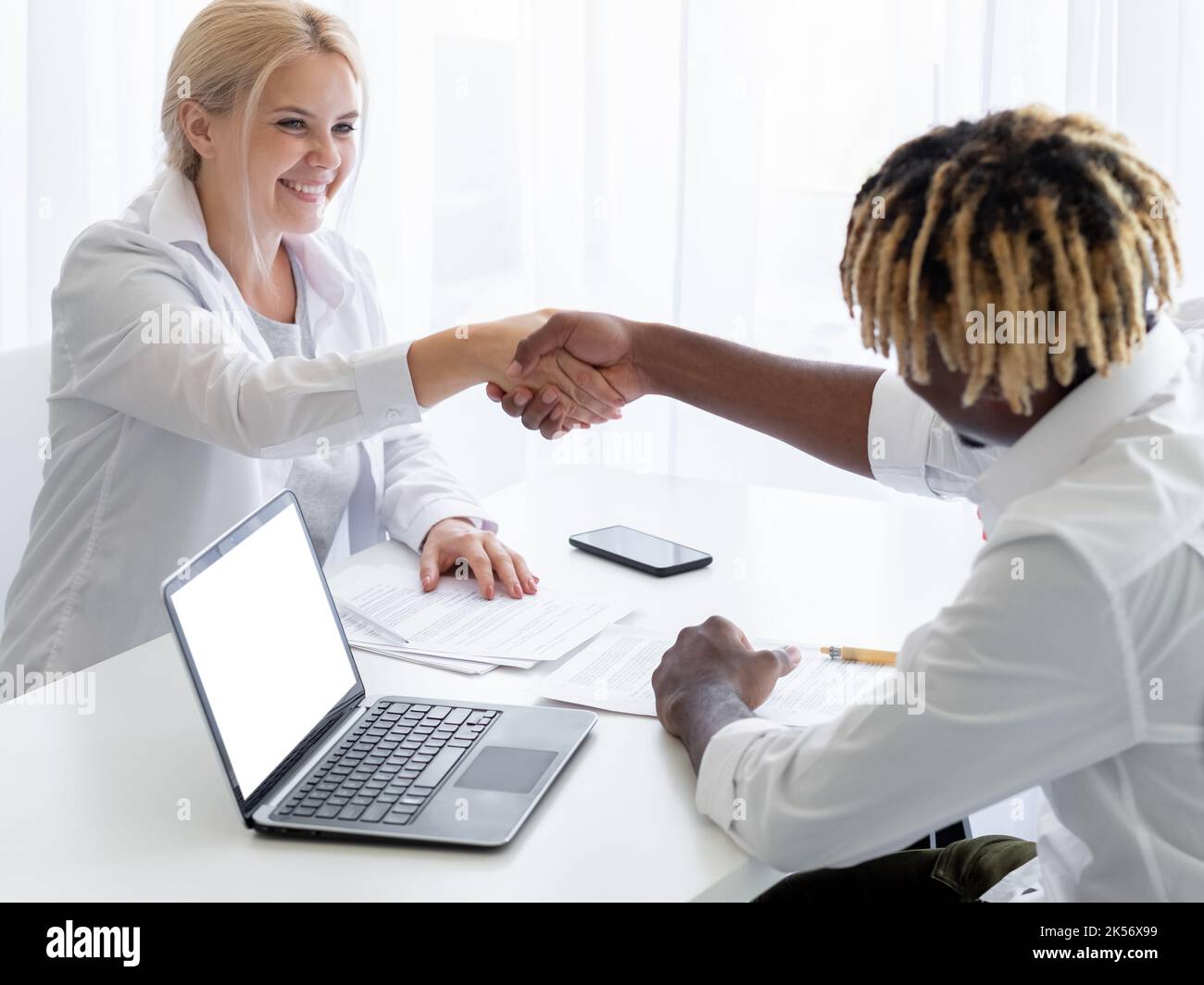 signing contract business cooperation digital Stock Photo