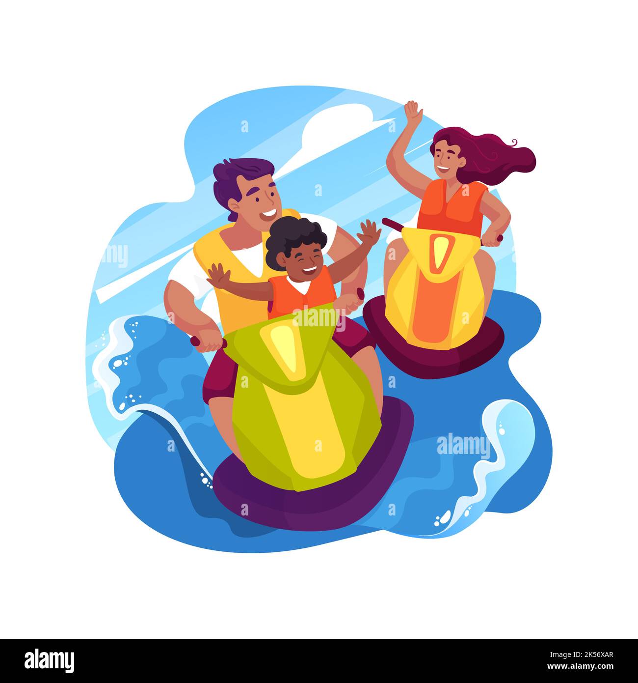 Jet ski isolated cartoon vector illustration. Stock Vector