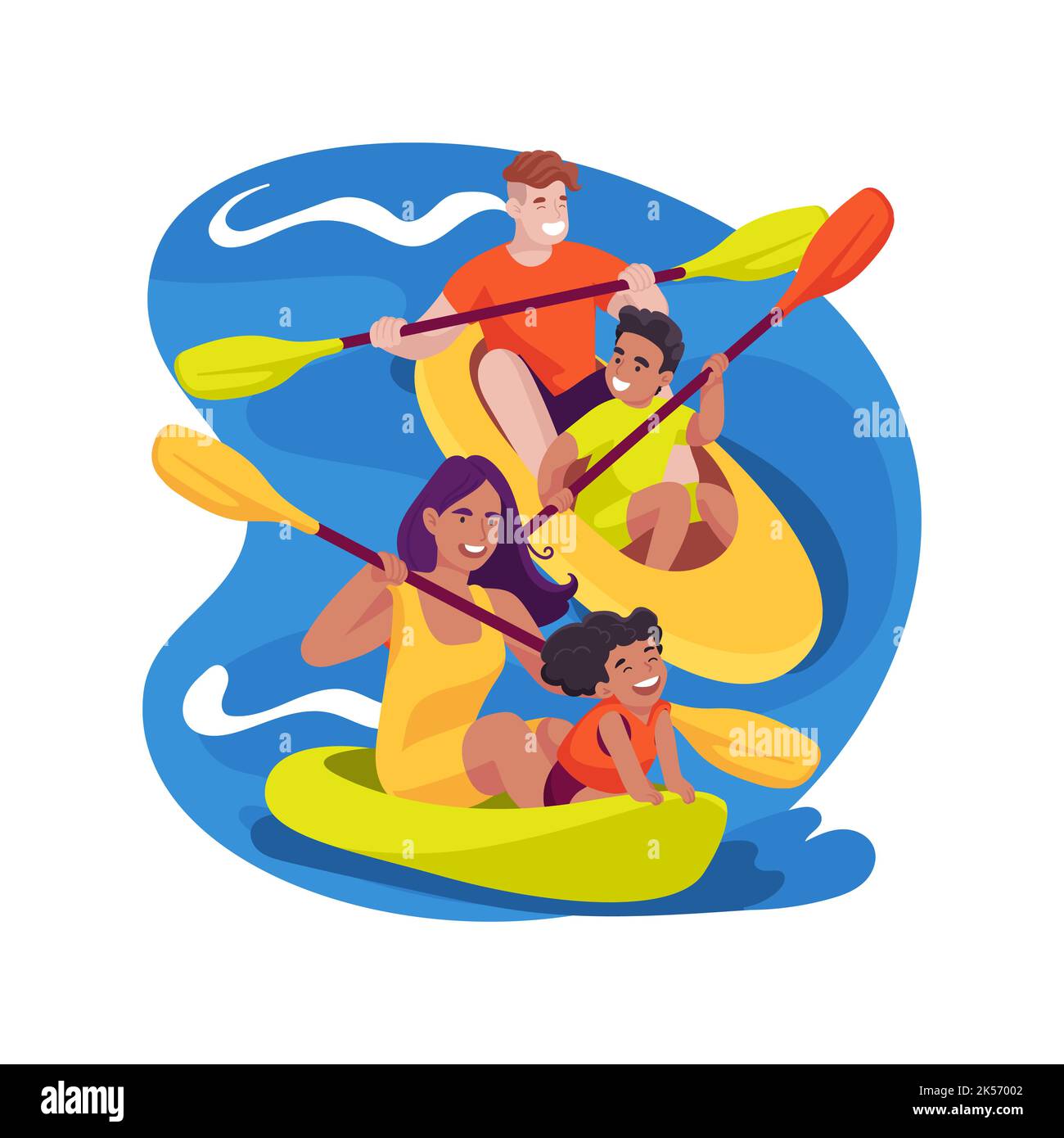 Caribbean kayaking isolated cartoon vector illustration Stock Vector