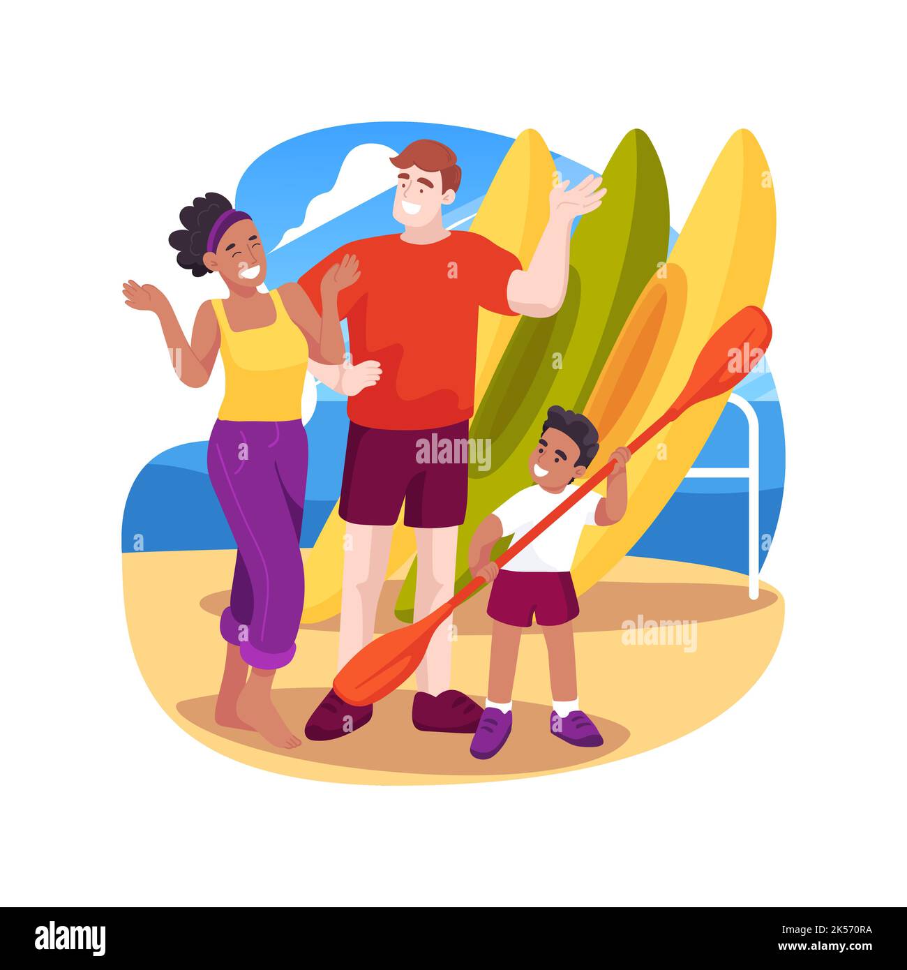 Canoe and kayak renting store isolated cartoon vector illustration