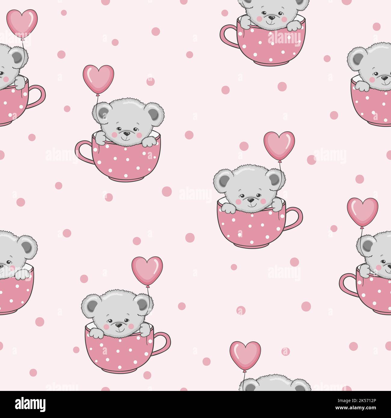 Cute cartoon Teddy bears with balloons seamless pattern. Baby print ...