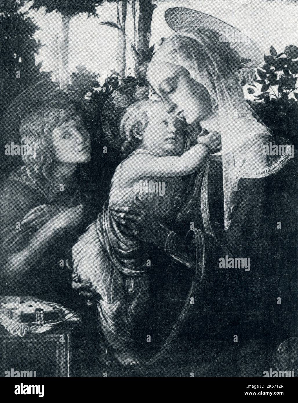 Madonna and Child with St John the Baptist by Botticelli Stock Photo