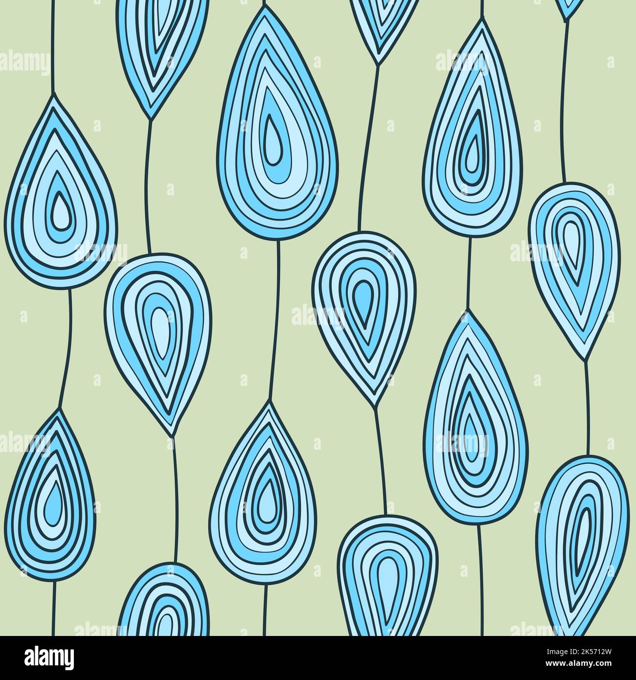 Seamless abstract pattern with blue water drops. Hand drawn vector illustration. Stock Vector